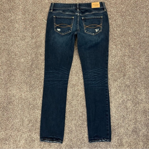 Abercrombie & Fitch Women's Erin Jeans Size 0 S Blue Distressed Skinny Low Rise - Picture 5 of 14